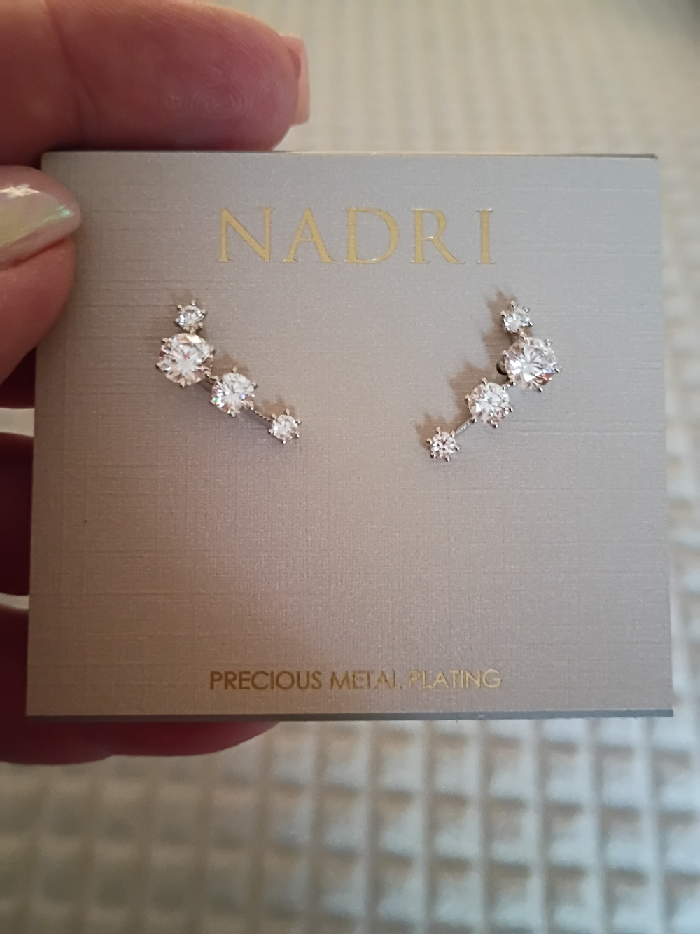 NADRI Crystal CZ Climber Earrings – Rhodium Plated NWT